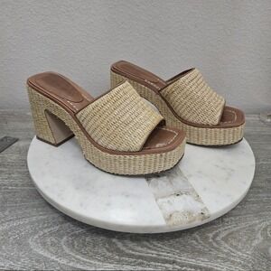 Bernardo Kenny Raffia Platform Mule  Women's US 6.5M  Sandal